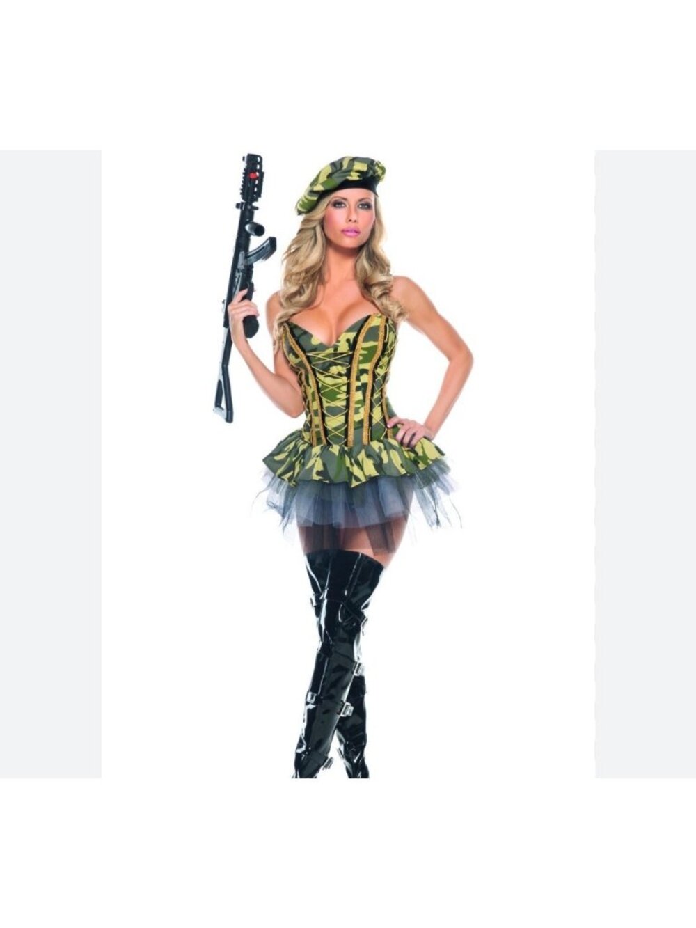 Be Wicked Sexy Army Womens Costume Commando Camouflage Cosplay Set Size S/M